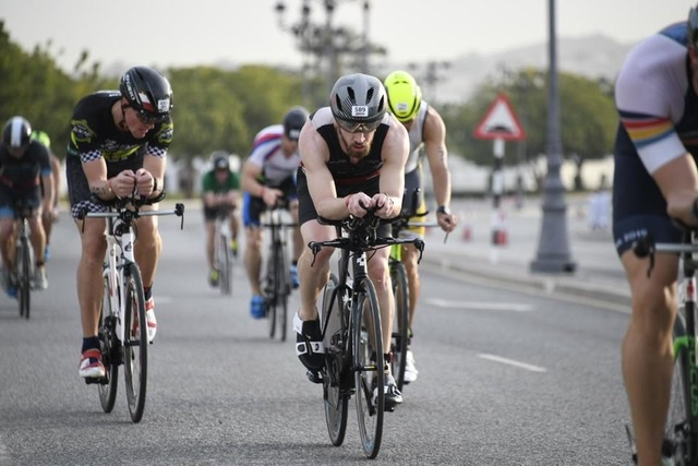 Shortly after T1 riding through downtown Muscat